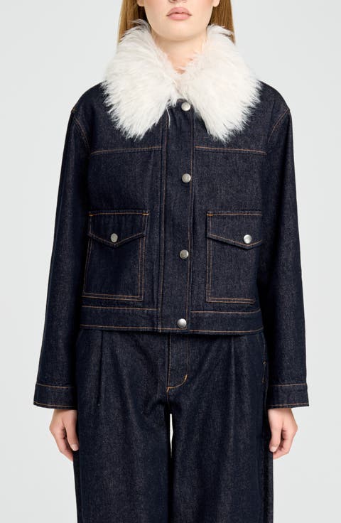 Sawyer Faux Fur Collar Denim Jacket