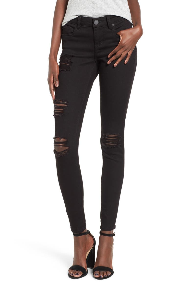 Piper Destroyed Skinny Jeans, Main, color, BLACK