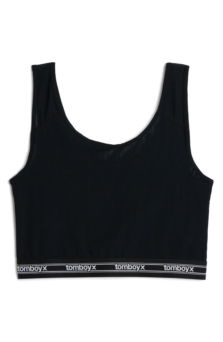 TomboyX Powermesh Longline Bralette, Alternate, color, Black