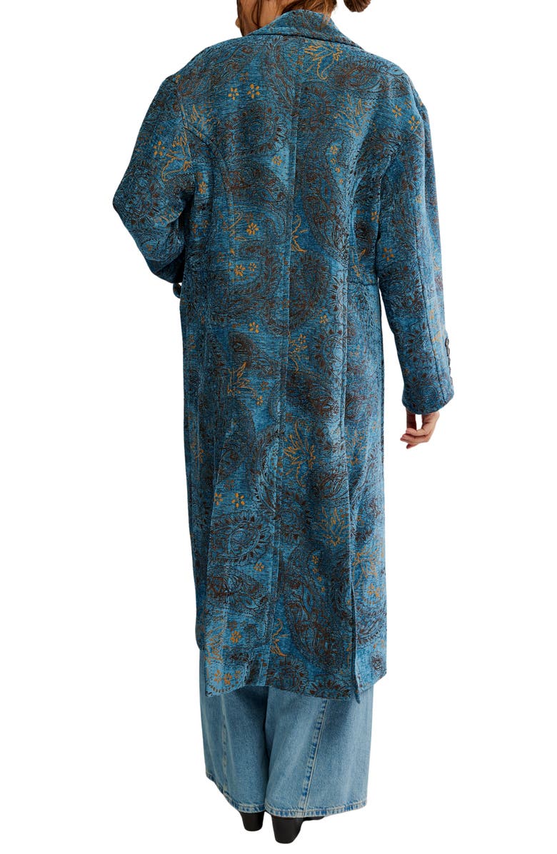 Free People Micah Jacquard Duster Cardigan, Alternate, color, Blue Paisley