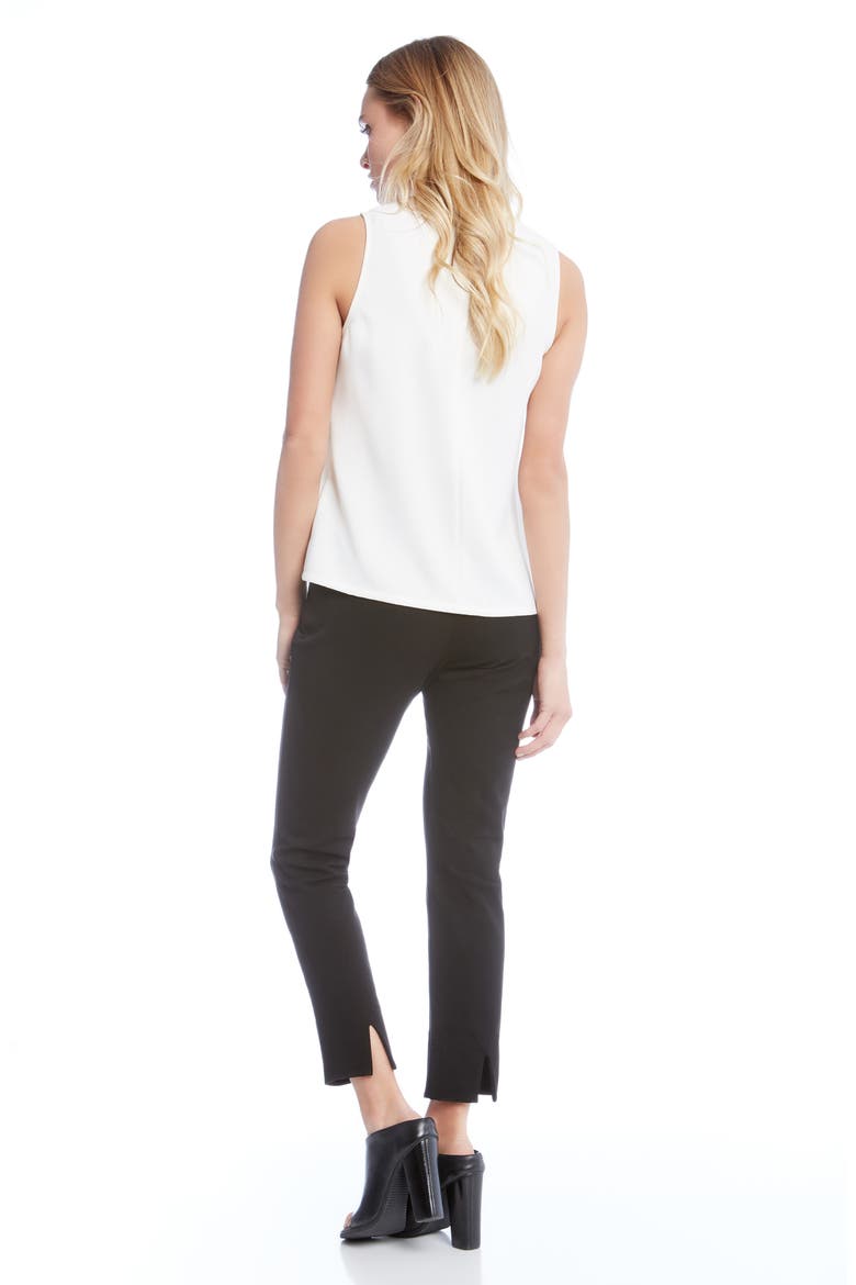 High Waist Slit Hem Ankle Pants, Alternate, color, BLACK