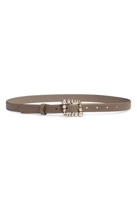 Faux Pearl Buckle Belt