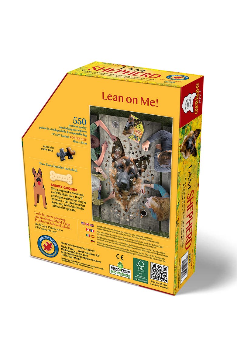 I Am Shepard 550 Piece Puzzle Dog Shaped Animal Jigsaw, 19 X 32", Alternate, color, Multicolored