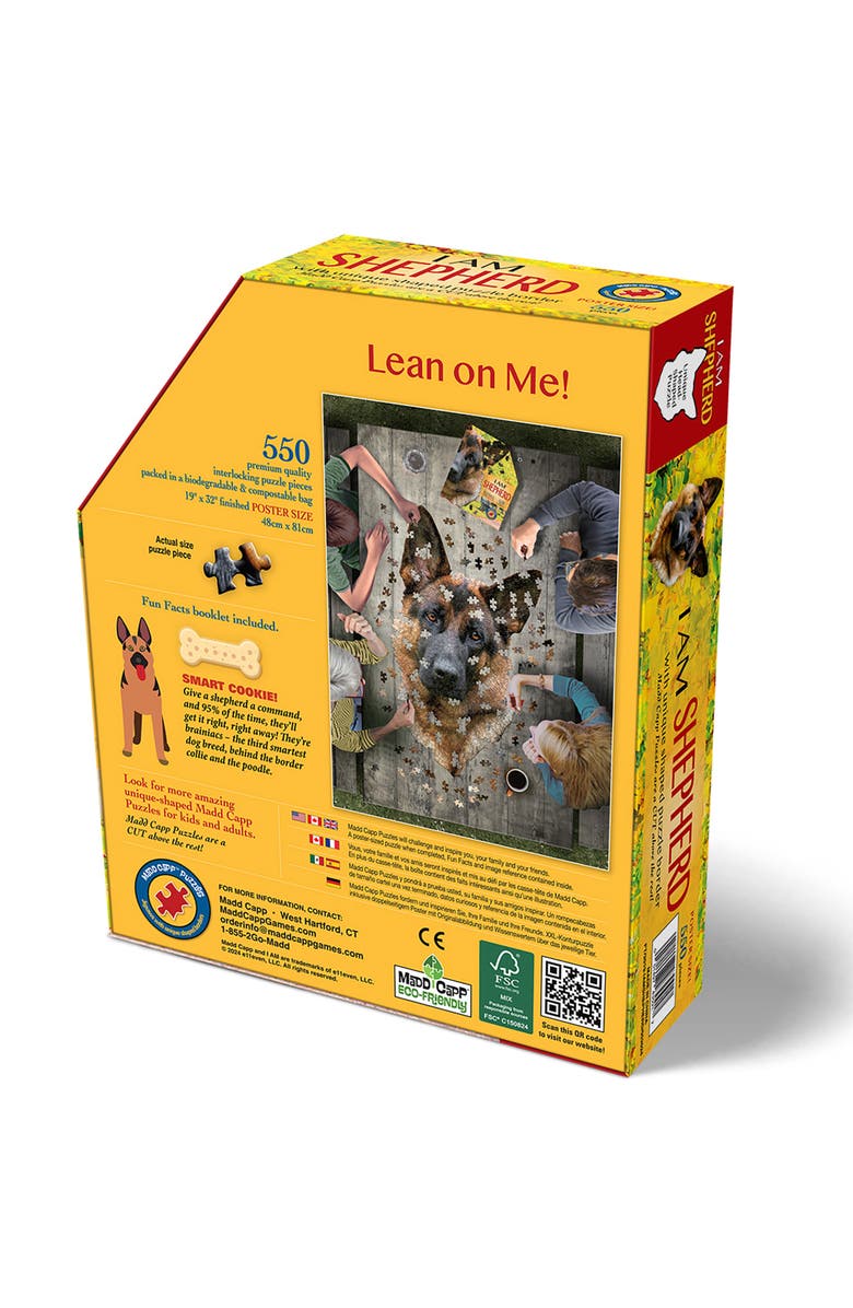 Madd Capp I Am Shepard 550 Piece Puzzle Dog Shaped Animal Jigsaw, 19 X 32", Alternate, color, Multicolored