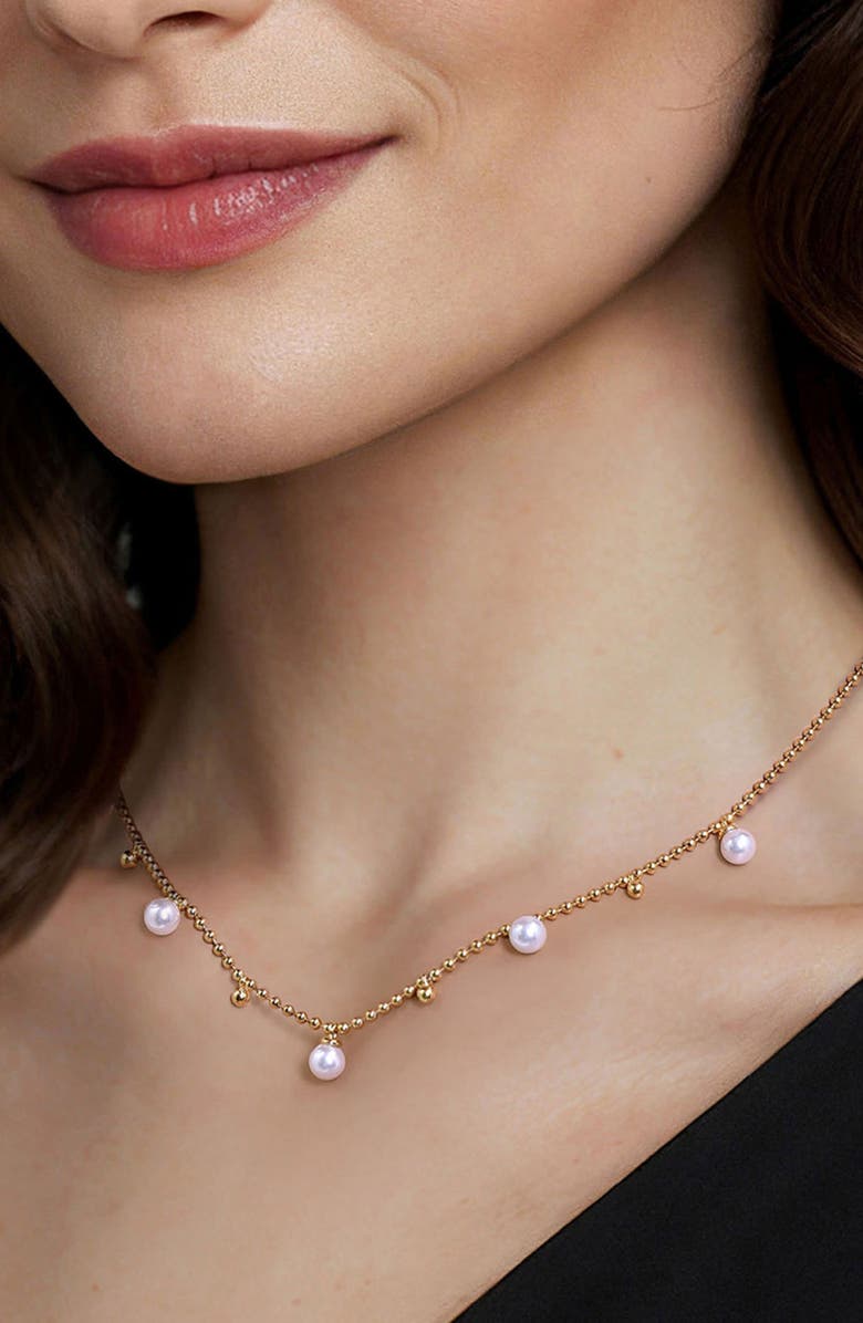 Gabriel & Co. Bujukan Freshwater Pearl Charm Beaded Necklace, Alternate, color, Gold