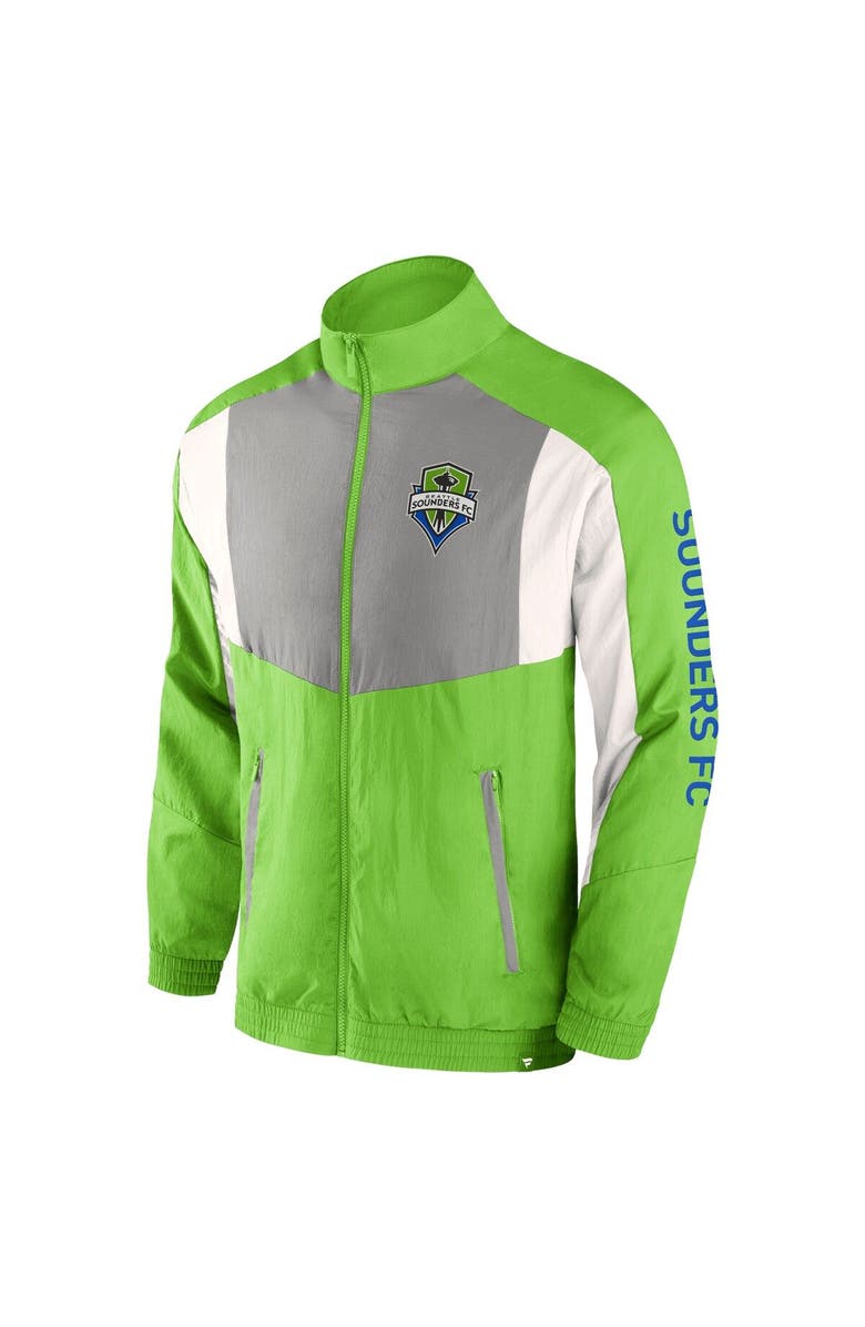 FANATICS Men's Fanatics Branded  Rave Green Seattle Sounders FC Net Goal Raglan Full-Zip Track Jacket, Alternate, color, Green