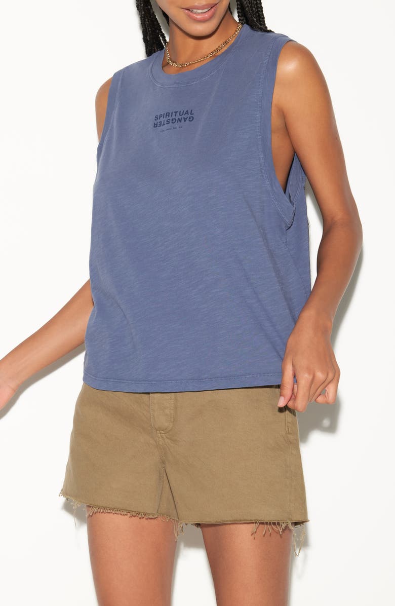 Spiritual Gangster Jagger Slub Knit Graphic Tank, Alternate, color, Vintage Indigo