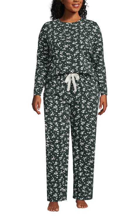 Petite Knit 2 Piece Pajama Set - Long Sleeve Top and Pants