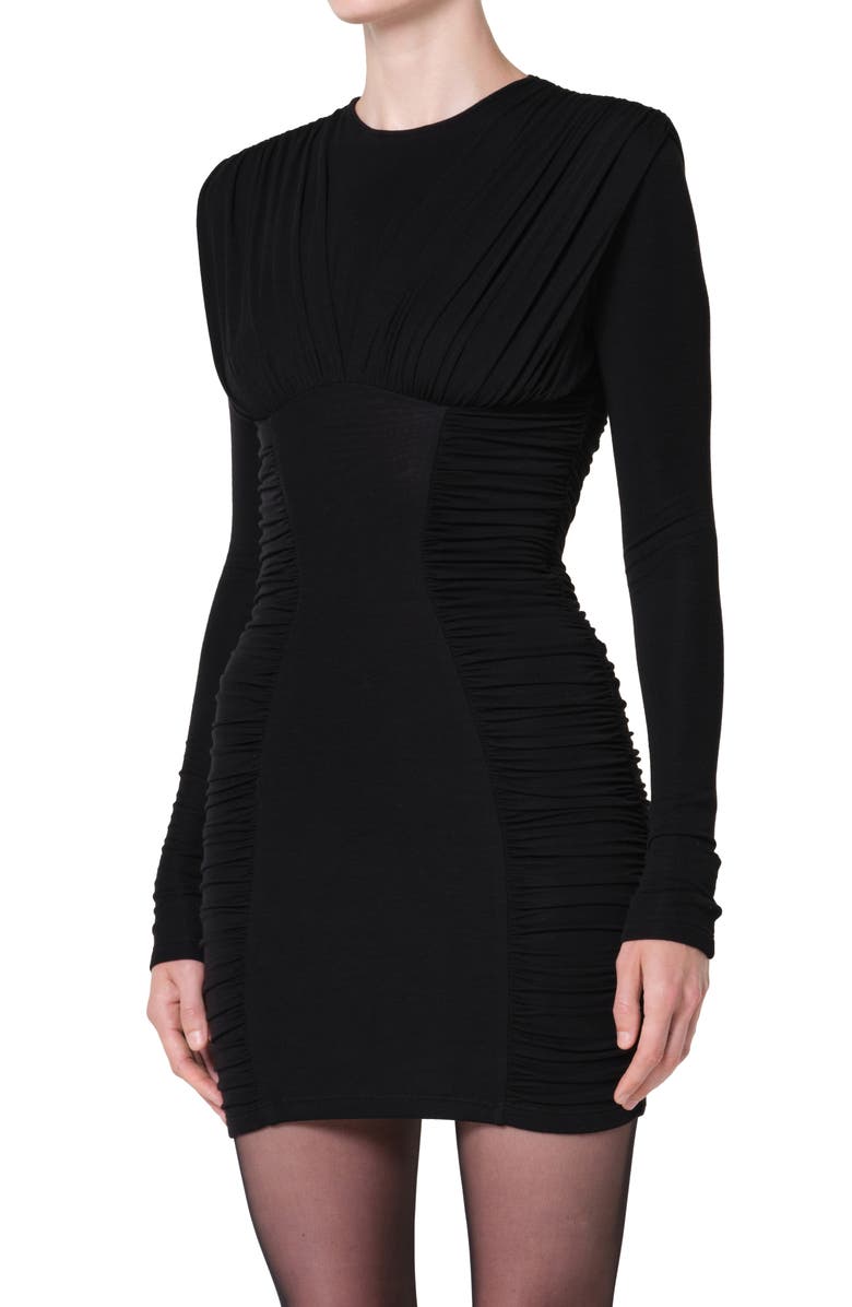 AGOLDE Abbi Ruched Long Sleeve Minidress, Alternate, color, Black