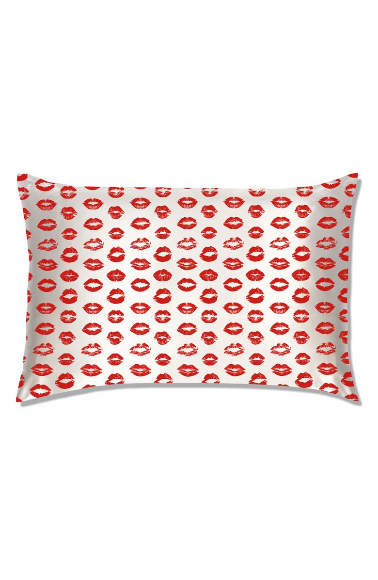 slip <sup>™</sup> for beauty sleep Slipsilk<sup>™</sup> Red Kisses Pure Silk Pillowcase, Alternate, color, 