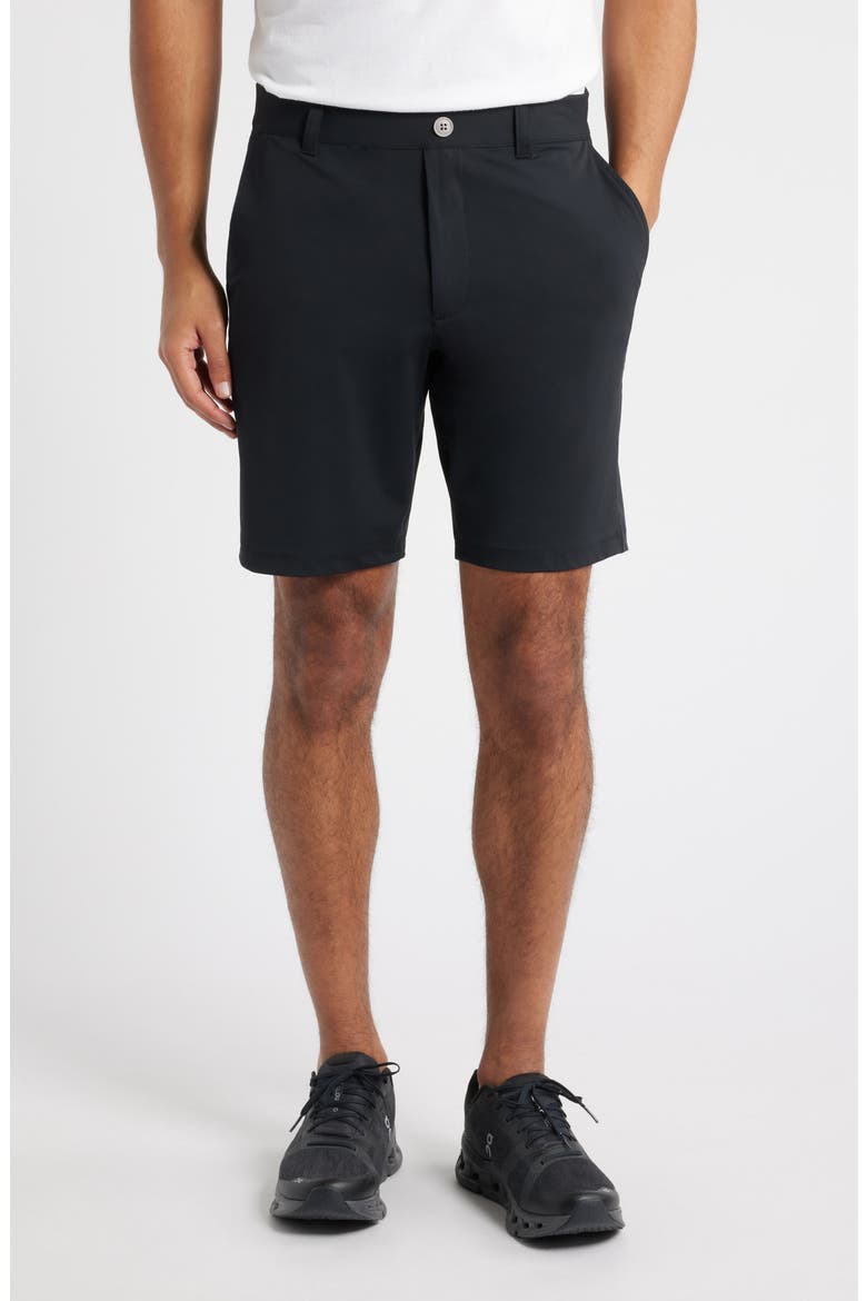 Fusionn Stretch Nylon Chino Shorts, Main, color, BLACK