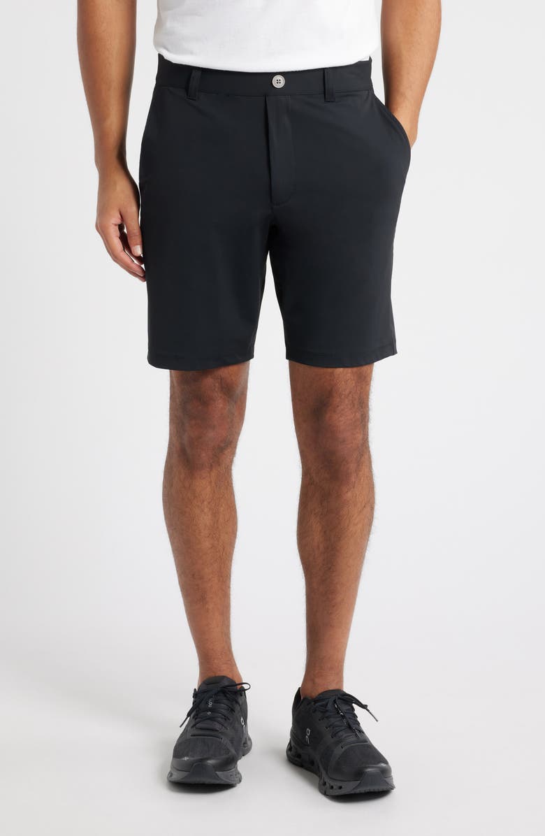 johnnie-O Fusionn Stretch Nylon Chino Shorts, Main, color, Black