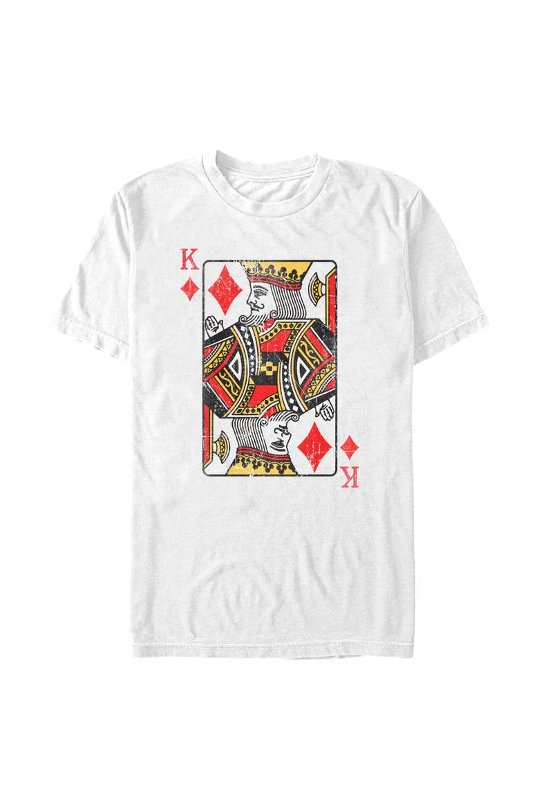 Men's King of Diamonds Playing Card Short Sleeve Graphic T-Shirt, Alternate, color, White