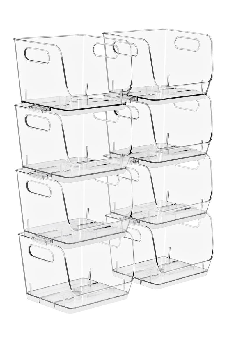 Set of 8 Stackable Open Front Bins, Main, color, NO COLOR