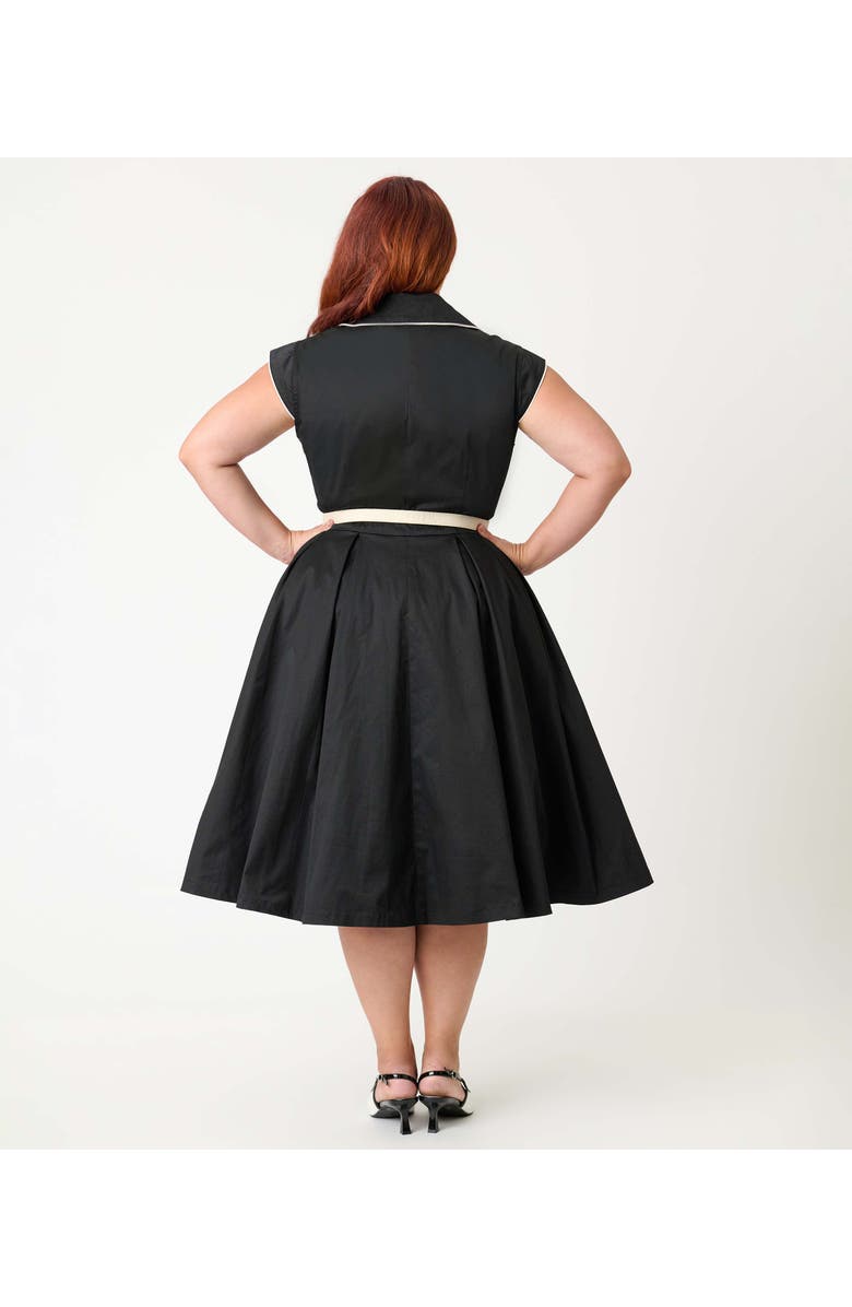 Unique Vintage Plus Size Shirt Swing Dress, Alternate, color, Black & White Trim