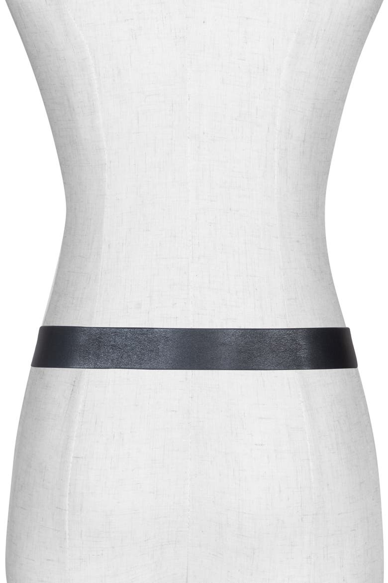 Tia Hex Leather Belt, Alternate, color, BLACK / BRASS
