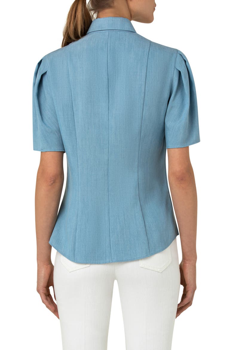 Puff Sleeve Cotton Chambray Button-Up Blouse, Alternate, color, BLEACHED DENIM