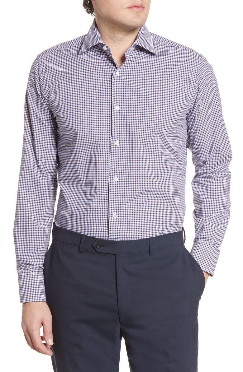 Canali Regular Fit Check Dress Shirt, Main, color, 