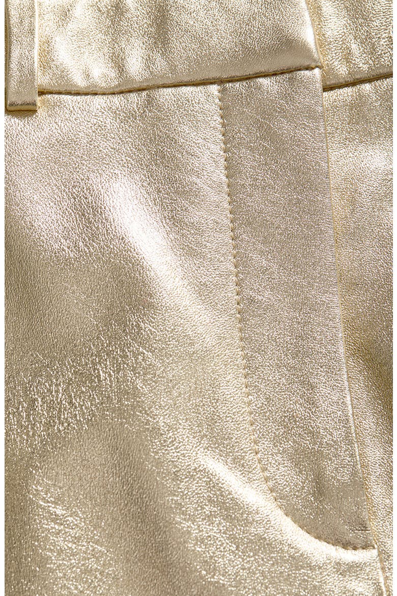 Maxine Metallic Leather Midi Skirt, Alternate, color, GOLD