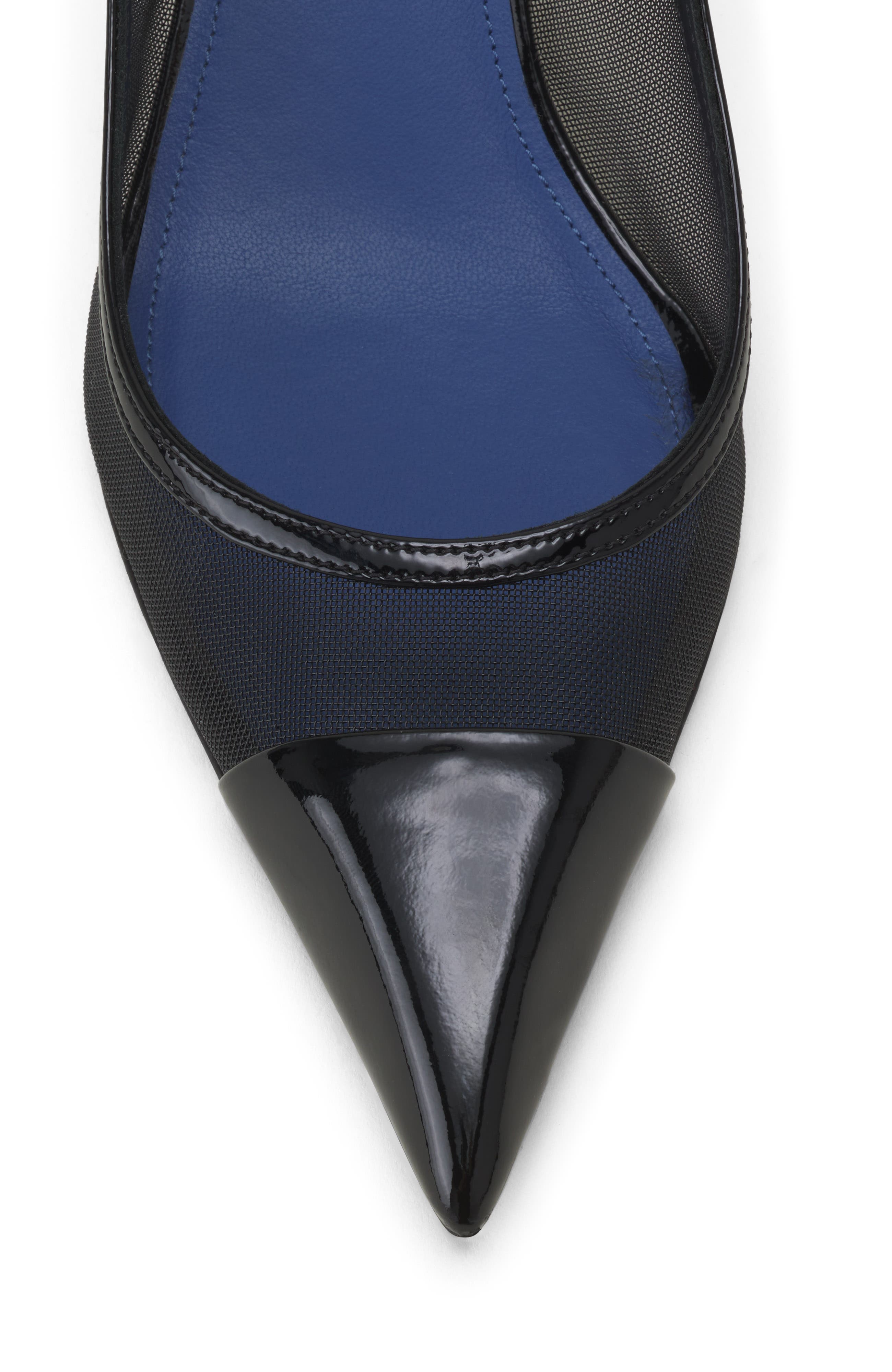 Lanvin Nocturne Slingback In Mesh And Patent Leather, Alternate, color, Black