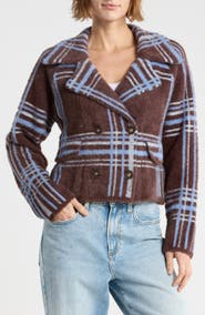 NVLT Plaid Double Breasted Sweater Jacket