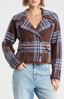 Plaid Double Breasted Sweater Jacket