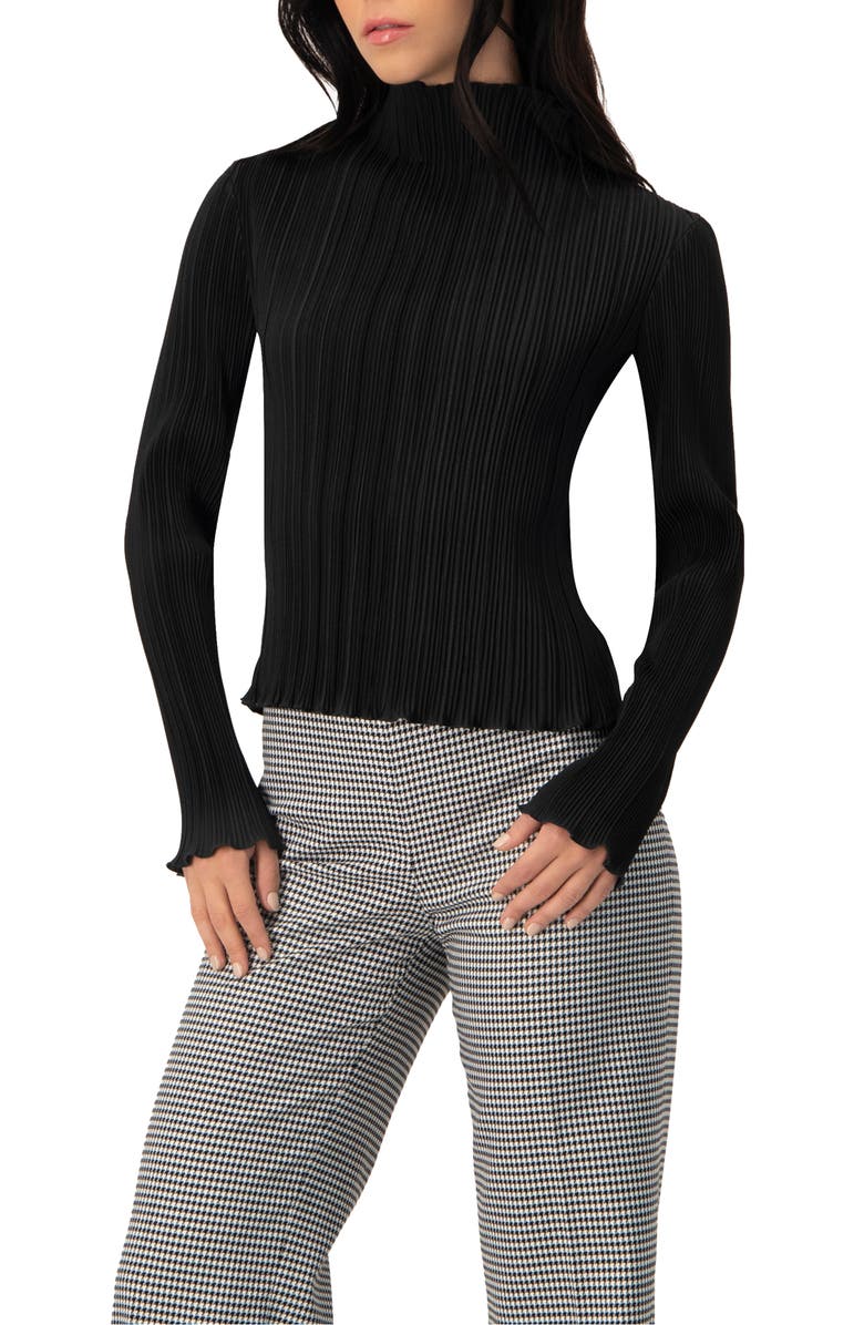 IVONNE Pleated Mock Neck Top, Main, color, Black