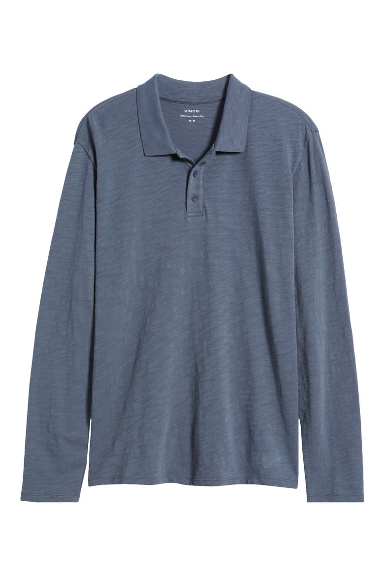 Slub Cotton Long Sleeve Polo, Alternate, color, VENICE BLUE