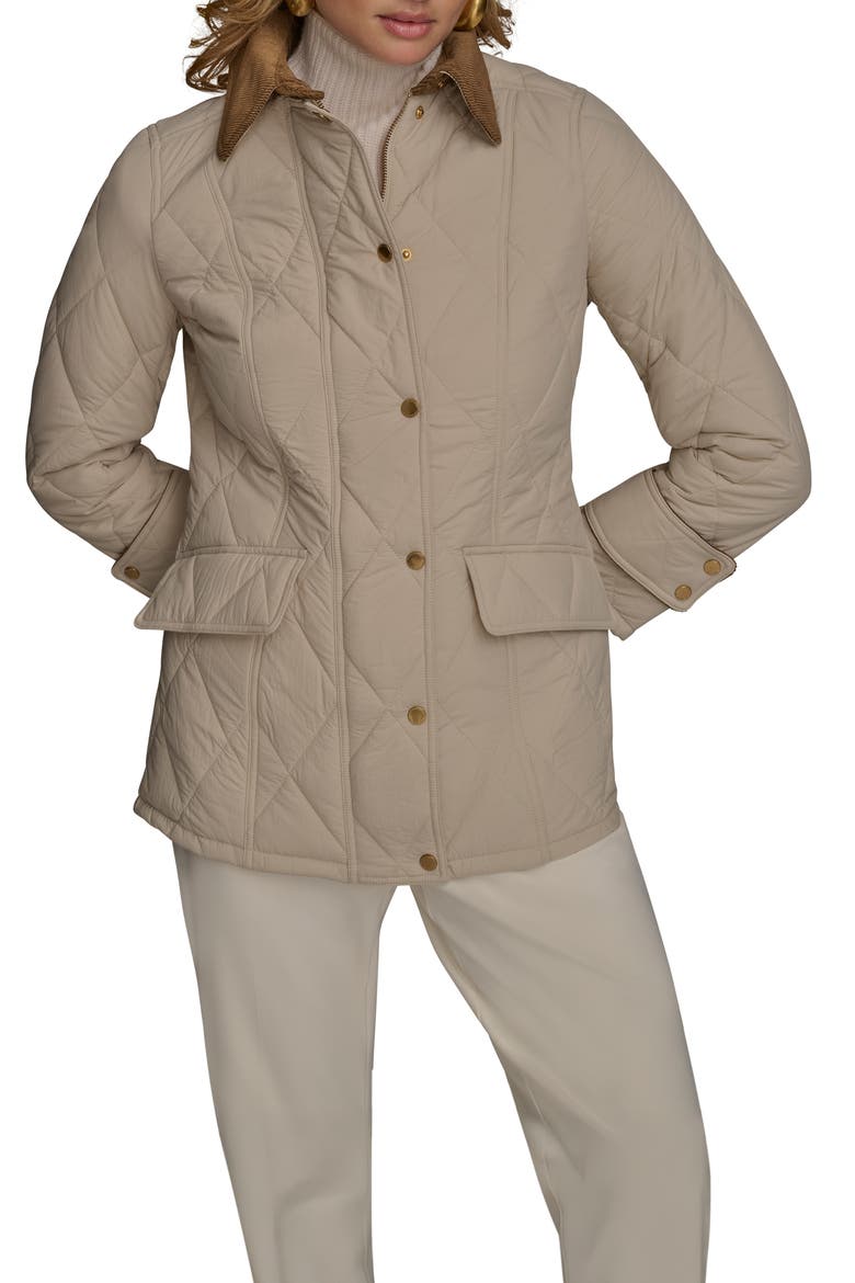 Water Resistant Quilted Barn Jacket, Main, color, STONEY BEIGE