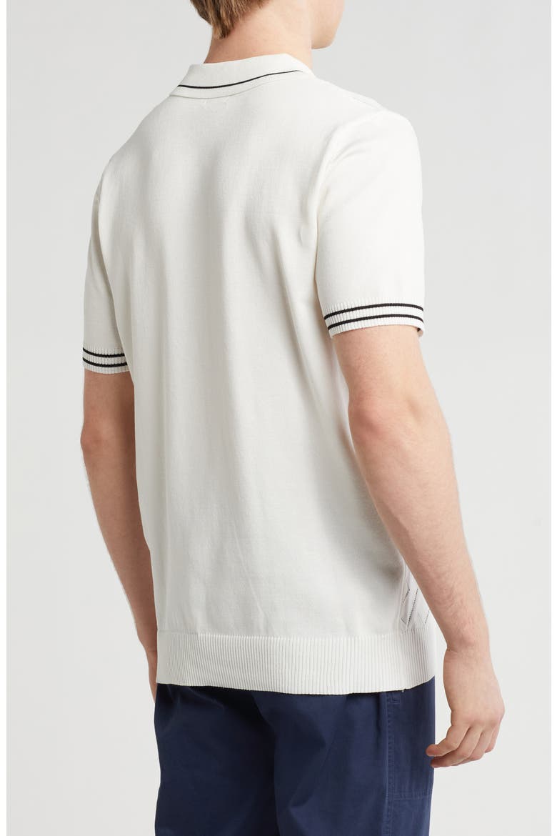 Tipped Collar Sweater Knit Polo, Alternate, color, CREAM