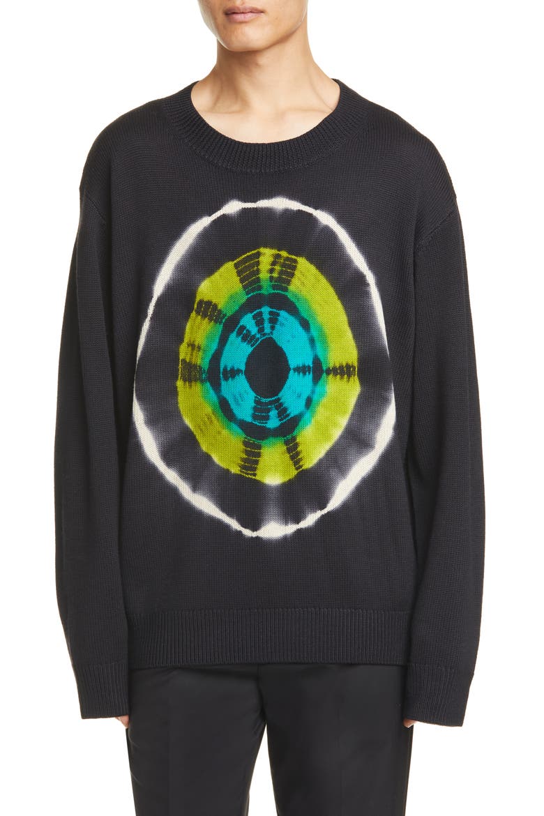 Tie Dye Loose Fit Sweater, Main, color, BLACK