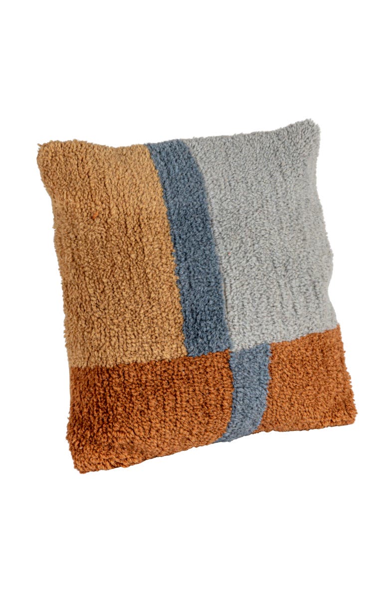 Storied Home Terra Firm Woolen Harmony Pillow, Multicolor, Main, color, Blue