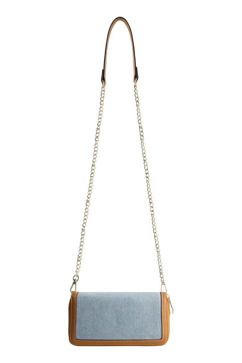 Buddha Patch Double Zip Chain Wallet, Alternate, color, DENIM