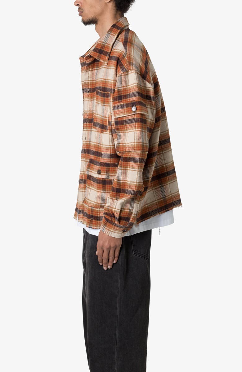 mnml Asymmetric Pocket Flannel Button-Up Shirt, Alternate, color, Brown