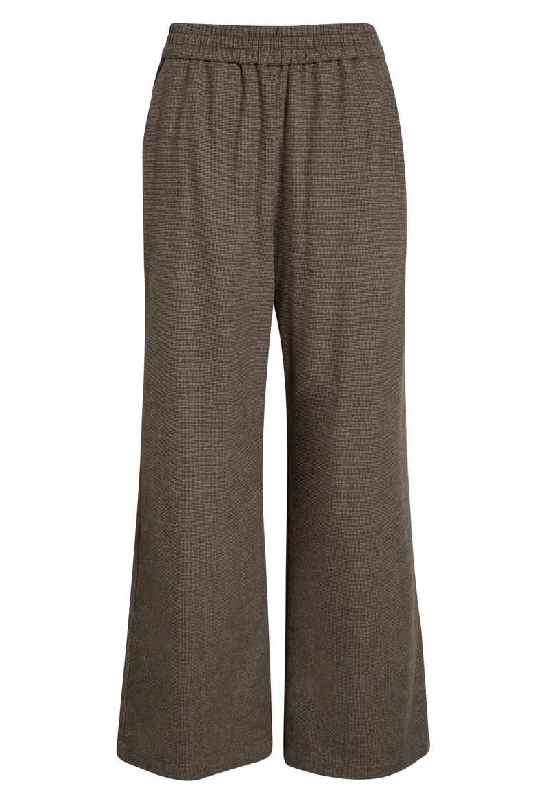 Allison Houndstooth Pull-On Wide Leg Moleskin Pants, Alternate, color, BROWN HOUNDSTOOTH