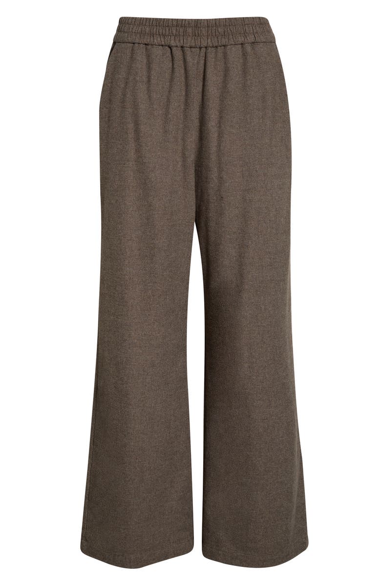 Marine Layer Allison Houndstooth Pull-On Wide Leg Moleskin Pants, Alternate, color, Brown Houndstooth