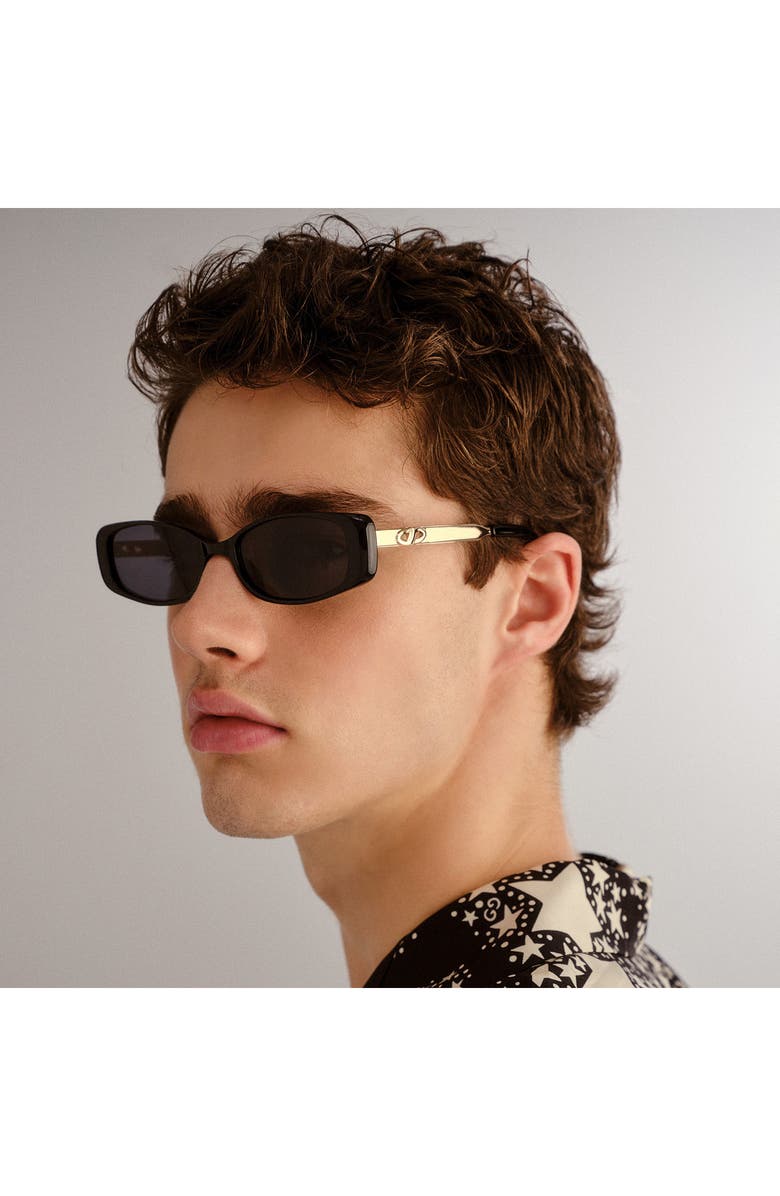 Le Specs Lil' Starlight 54mm Rectangular Sunglasses, Alternate, color, Black/Smoke Mono