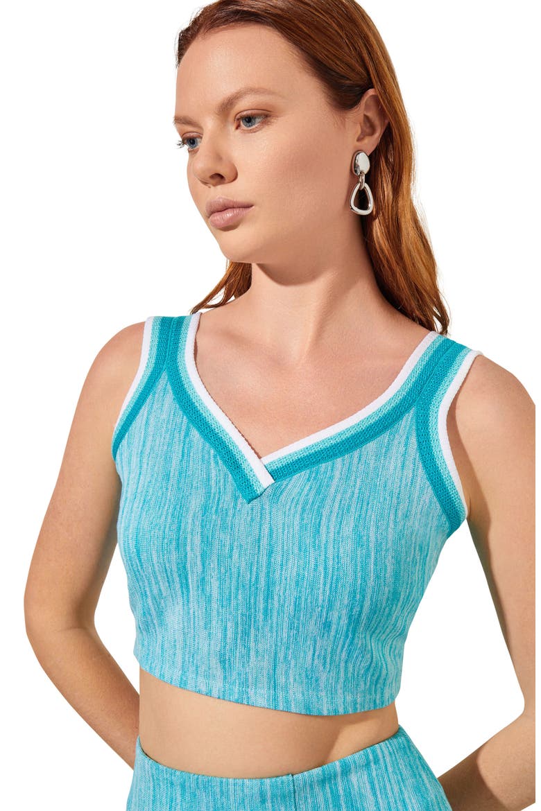 Sleeveless Knit Crop Top, Alternate, color, OCEANFRONT/ BERMUDA/ WHITE