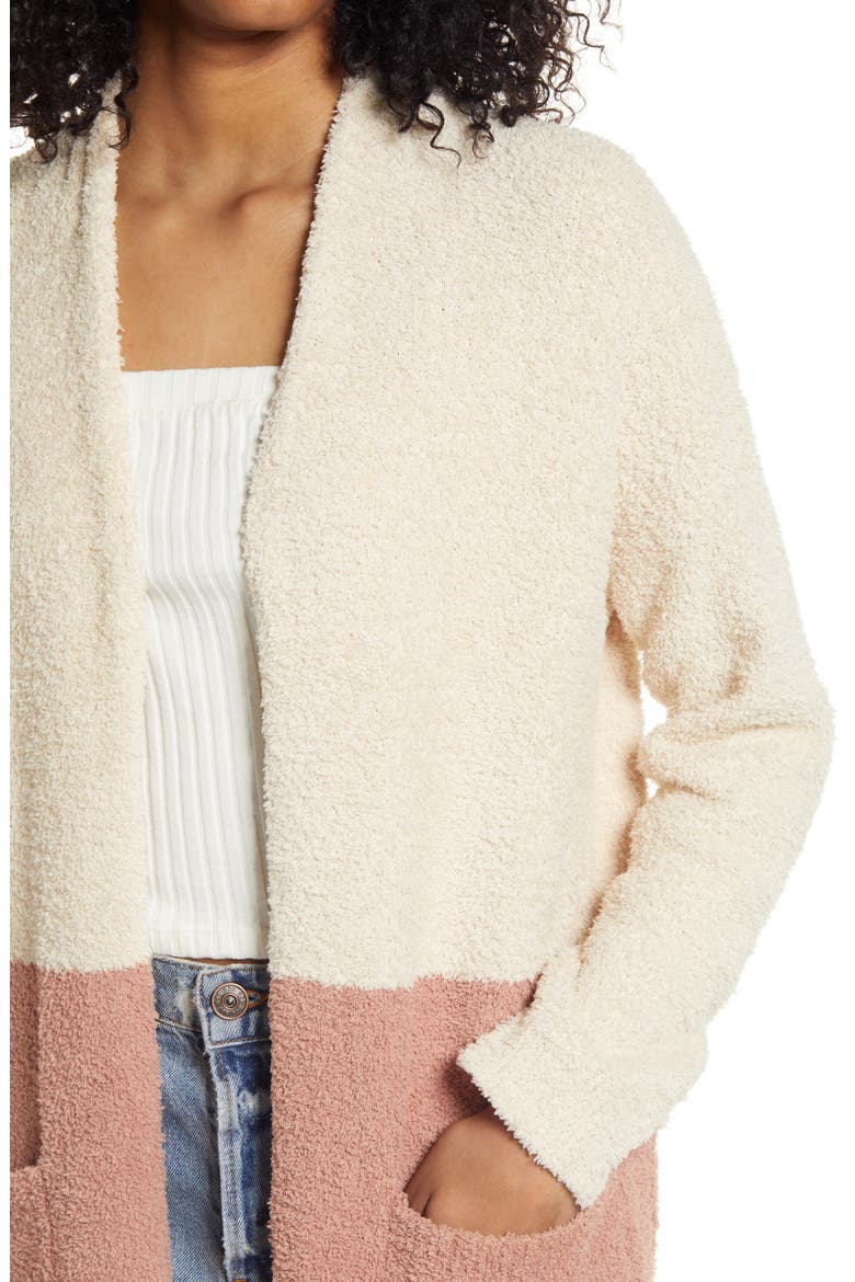 Cozy Color Block Cardigan, Alternate, color, CINNABAR/TAUPE