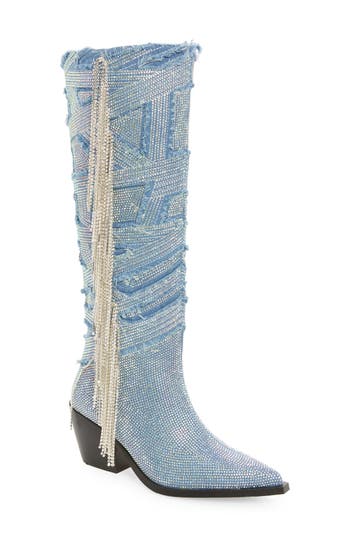 Azalea Wang Domingo Pointed Toe Boot In Blue