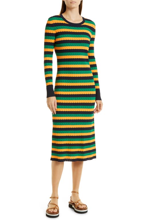 JASON WU Striped Long Sleeve Sweater Dress in Clover Multi