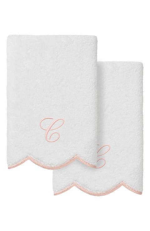 Scallop Set of 2 Monogram Fingertip Towels