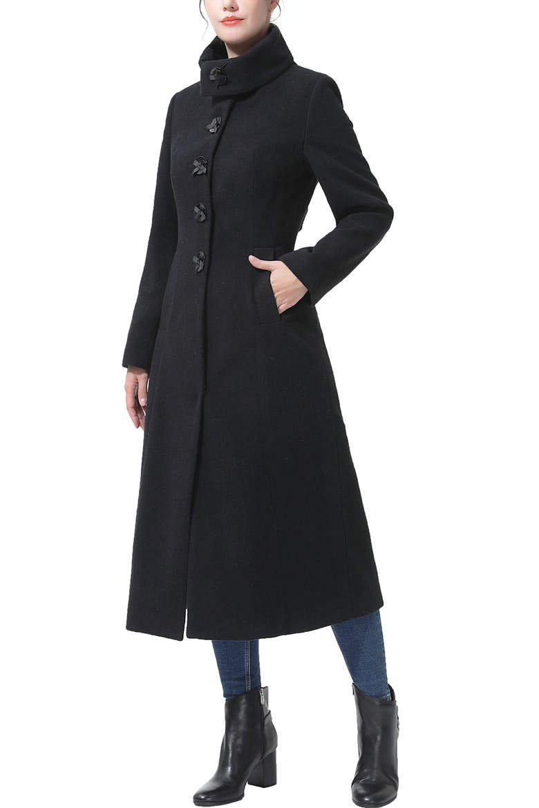 Kaeli Wool Blend Maxi Coat, Alternate, color, Black
