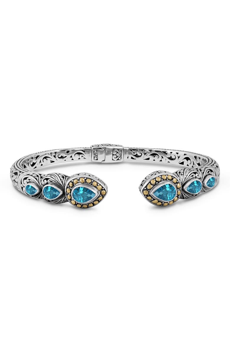 DEVATA Sterling Silver London Blue Topaz Cuff Bracelet, Main, color, 