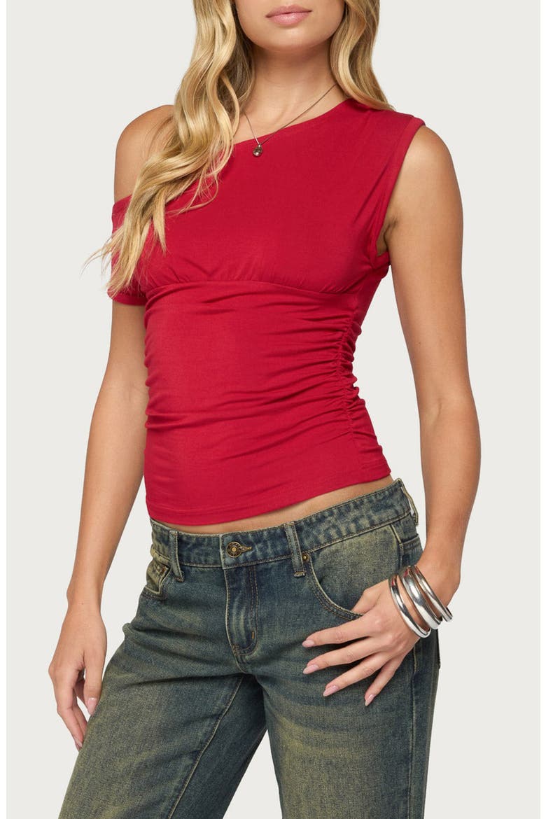 Merla Off the Shoulder Top, Alternate, color, RED
