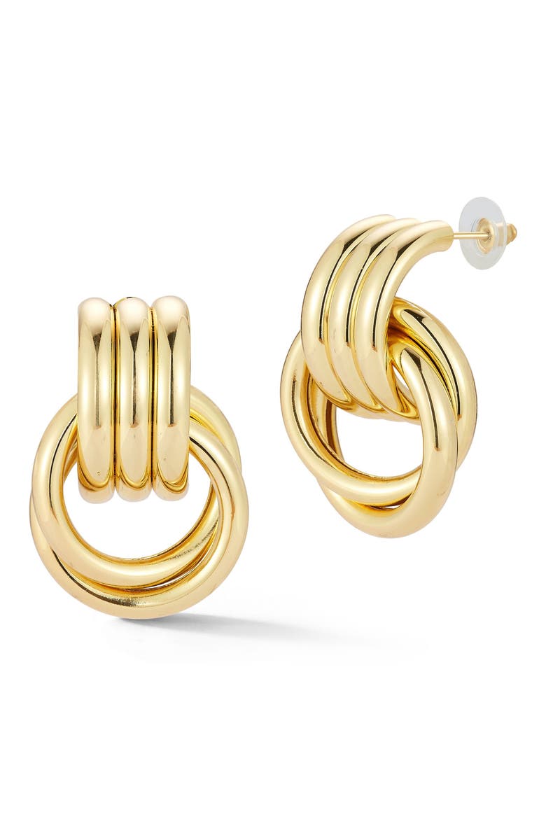 Door Knocker Stud Earrings, Main, color, GOLD