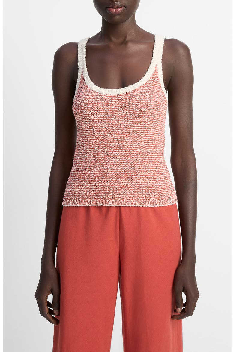 Textured Microstripe Sweater, Main, color, OAT SHELL/ BRICK ROSE