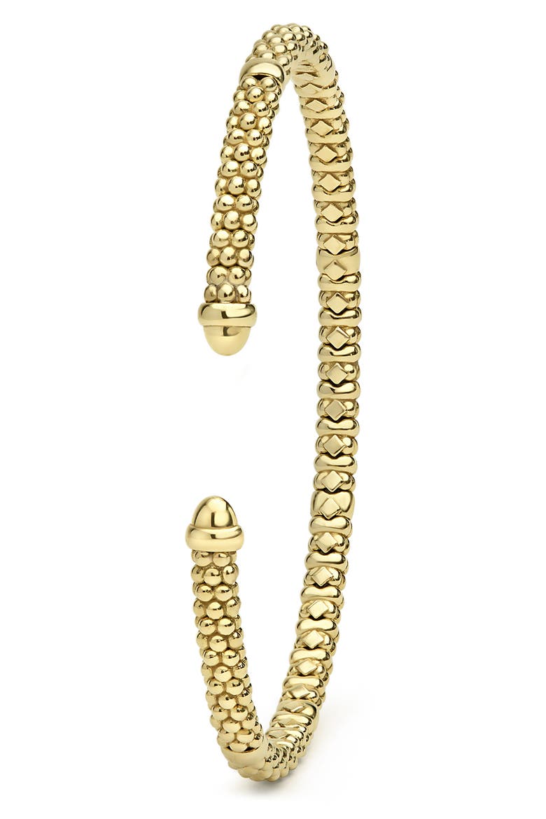 Signature Caviar Mini Versa Torque Bracelet, Alternate, color, GOLD
