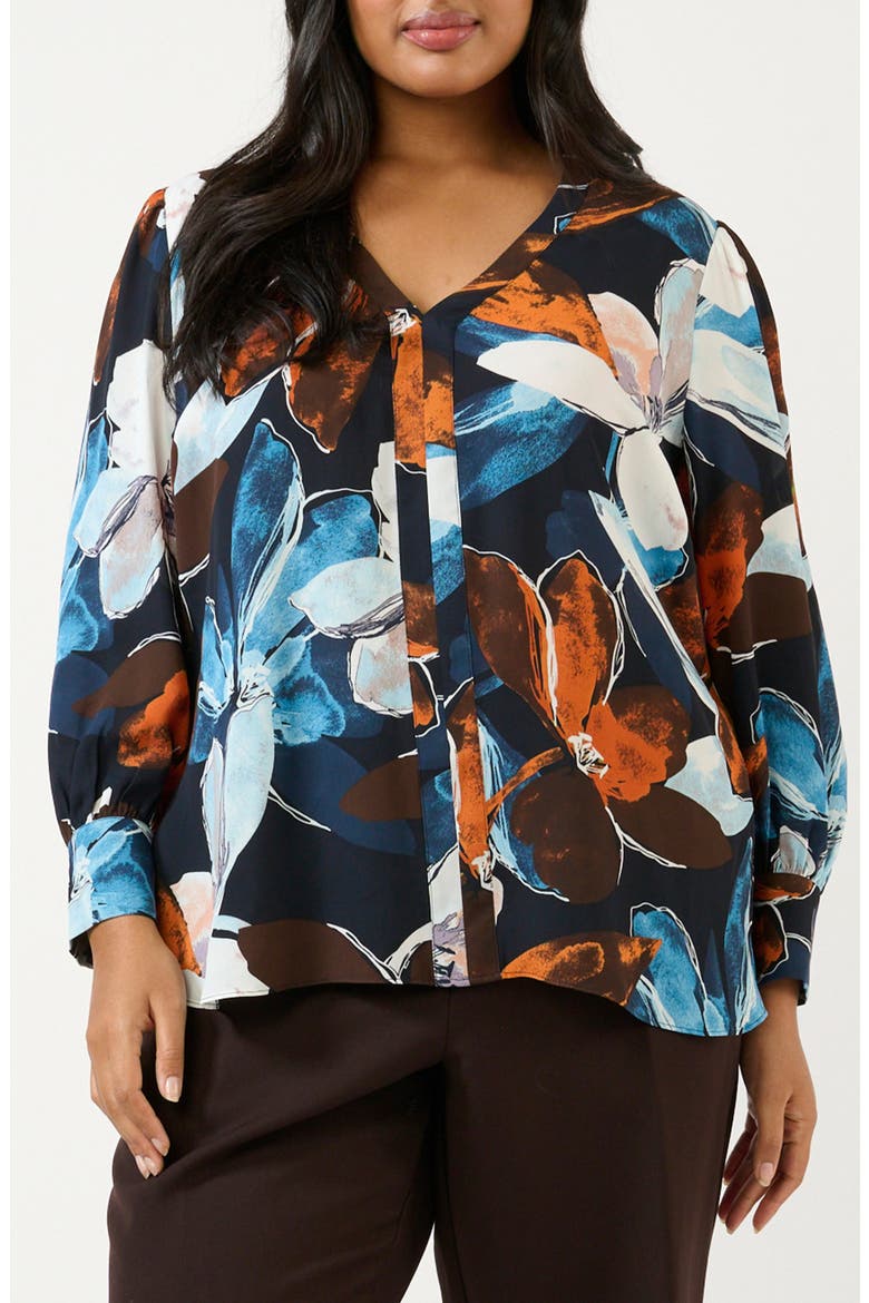 Annette Floral Popover Top, Main, color, AUBURN TIDES