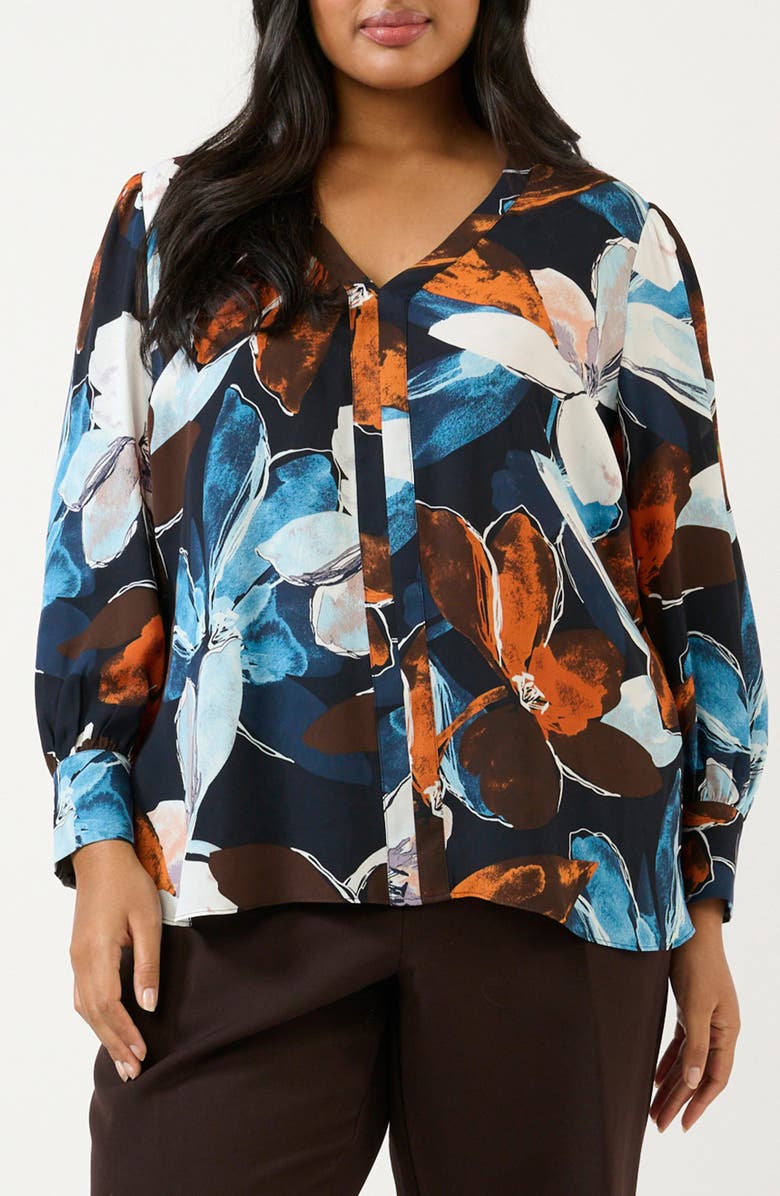 Estelle Annette Floral Popover Top, Main, color, Auburn Tides